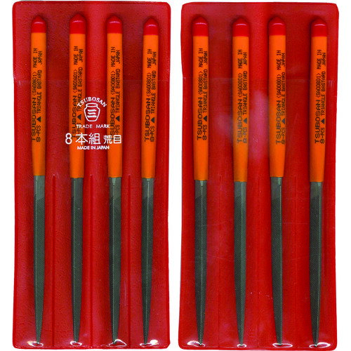 ツボサン SA008-01 組ヤスリ 8本組サイズ 三角 荒目