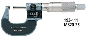 ミツトヨ M820-25 193-111 カウント外側マイクロメーター アナログ カウンター式 25mm バーニヤ付 目量0.001mm