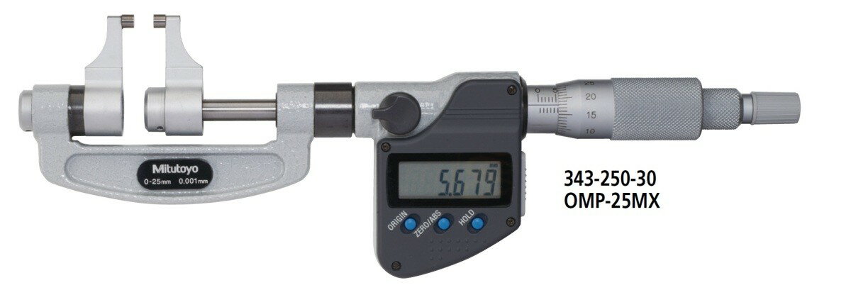 ミツトヨ OMP-25MX 343-250-30 キャリパ―形外側デジマチックマイクロメーター デジタル 溝測定 25mm