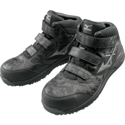 ミズノ F1GA220009-265 安全靴 オールマイティ ミッドカット LSII21M ブラック×ダークシルバー 265 作業靴