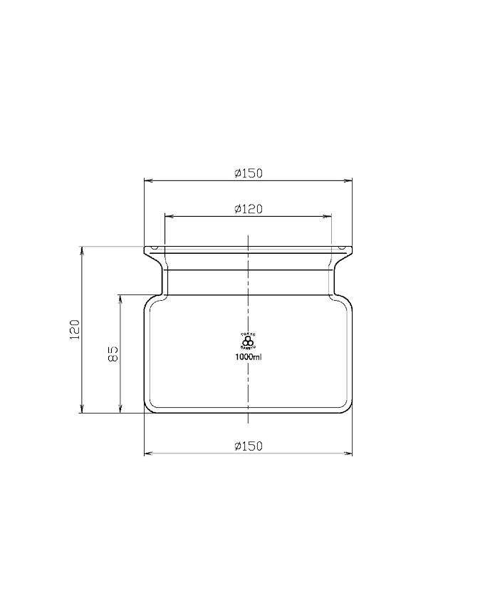三商印 セパラブルフラスコ 溝付 筒型 120mm 1000mL