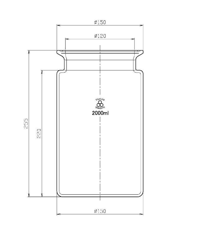 三商印 セパラブルフラスコ 溝付 筒型 120mm 2000mL