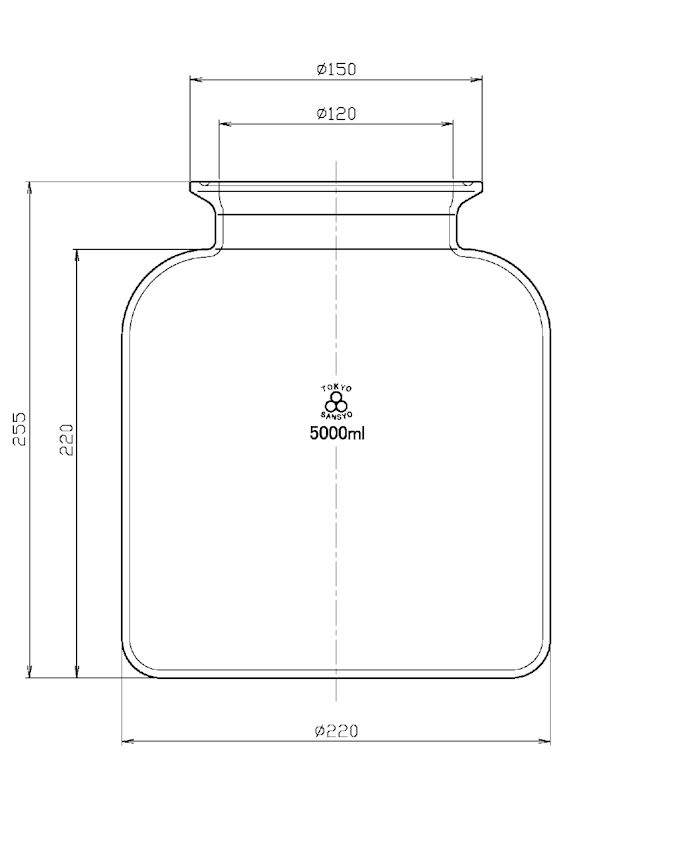 三商印 セパラブルフラスコ 溝付 筒型 120mm 5000mL