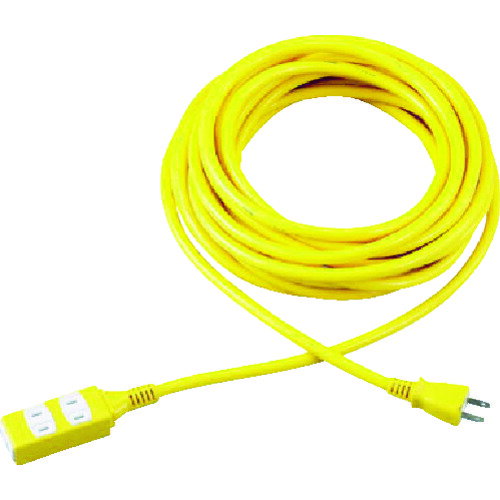 TRUSCO 116-4909 TRIS15-103-Y ソフトタイププラグ 3個口タップ型 10m イエロー 1164909