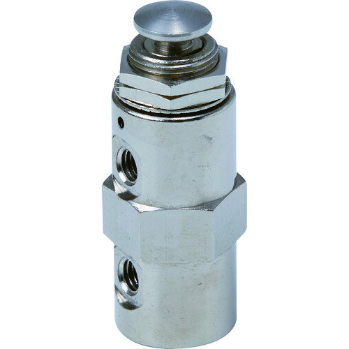 TRUSCO 160-7744 TSV-41B-M5 4方向小型切替バルブ 4ポート M5 ボタンタイプ 1607744