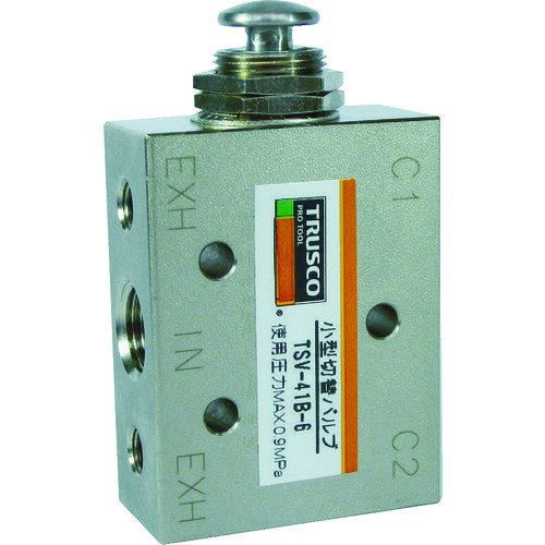 TRUSCO 818-8136 TSV-41B-6 4方向小型切替バルブ 5ポート 1/8 ボタンタイプ 8188136