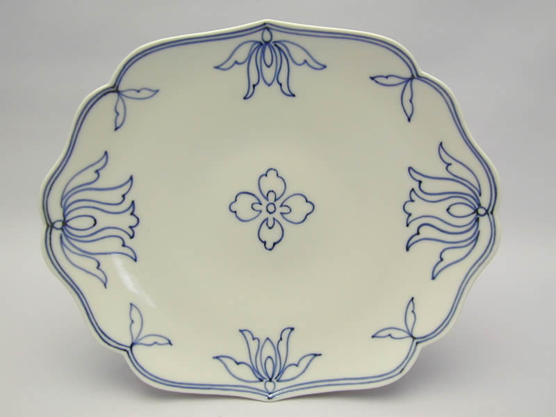 龍豊窯　石田滋圭染付華紋皿2枚組