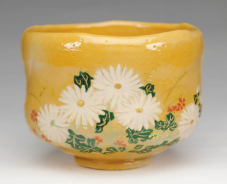 吉村楽入　2015年初春作品　楽入印抱一「秋草図」茶碗