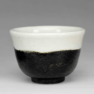 吉村楽入　2015年初春作品汲み出し湯呑　黒楽　不二山風　1客
