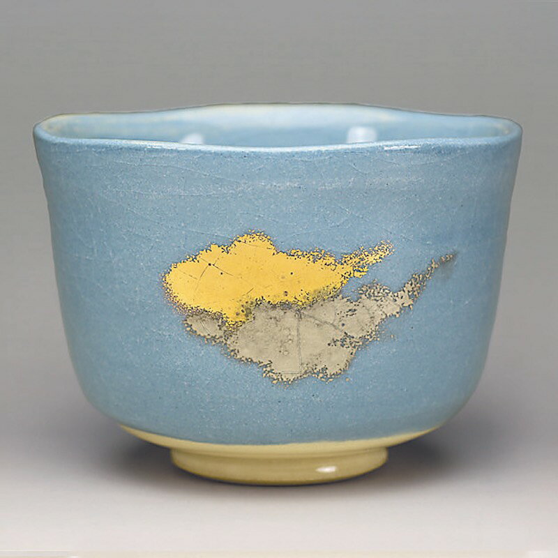 吉村楽入　2023年初春作品　万能碗　空色　金銀彩【送料無料（沖縄は1000円)】