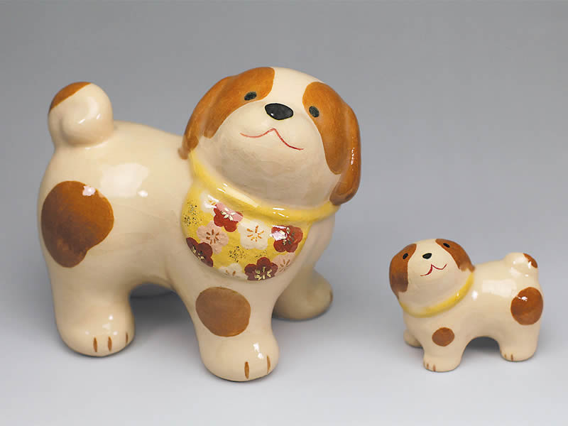 Rakuten - 吉村楽入　2018年初春作品　親子犬　置物