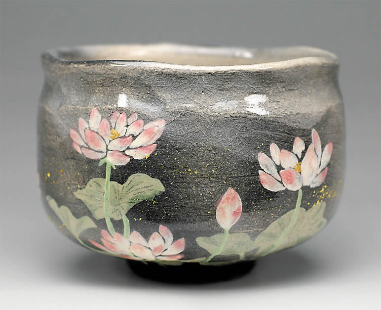 Rakuten - 吉村楽入　2016年初春作品　「蓮の絵」茶碗