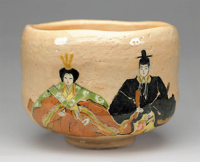 Rakuten - 吉村楽入　2016年初春作品　「古今雛の絵」茶碗