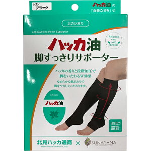 北のかおり ハッカ油 脚すっきりサポーター color ブラック 北見ハッカ通商×SUNAYAMA 段階圧力設計 着圧ソックス アウトレット M2