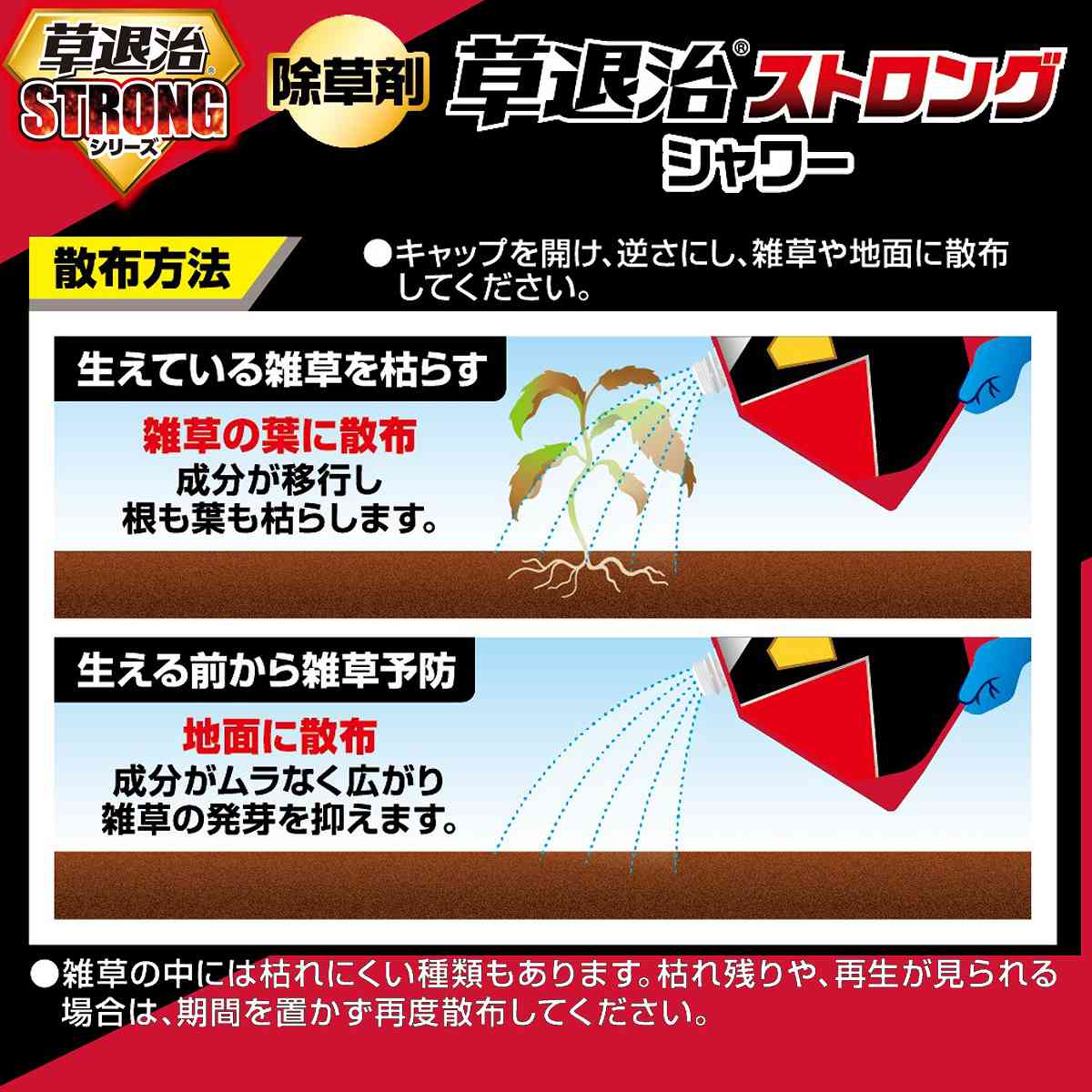 除草剤 草退治ストロング シャワー 3L×6本 ソフトパック 最長11カ月持続 KINCHO園...