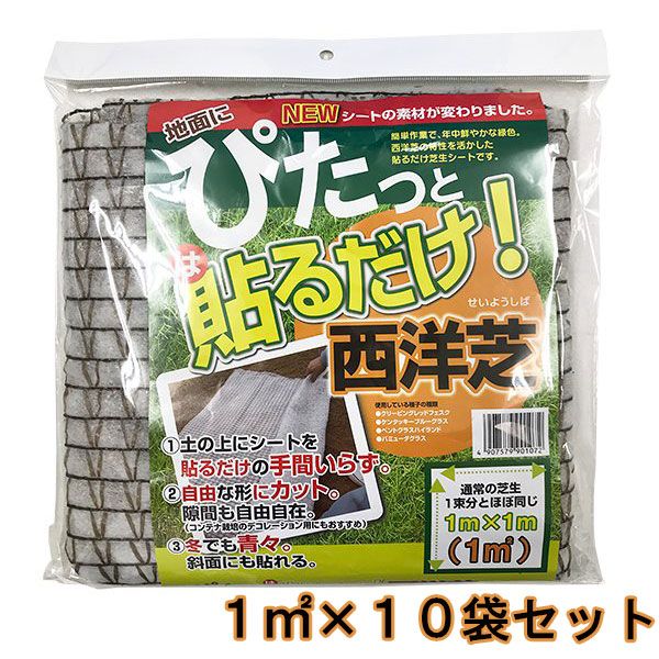 まとめ買い 10袋入 ぴたっと貼るだけ西洋芝 1平方メートル 自然応用科学 貼るだけの手間いらず 自由な形にカット 冬でも青々 芝種 送料無料