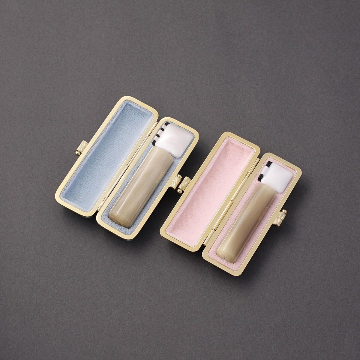 印鑑 セット 2本/実印 銀行印 セット/高級ファンシーレザーケースx2個付/印鑑セット-M/オランダ水牛純白・牛角白(高級芯持)/15mm13.5mm/印鑑1...