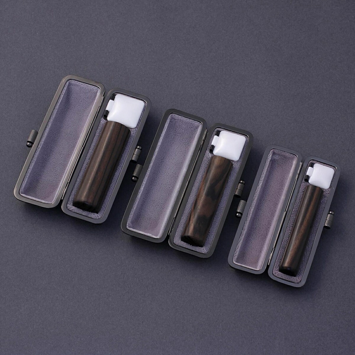 印鑑 セット 3本/実印 銀行印 認印 セット/高級エレガントケースx3個付/印鑑セット-S/黒檀(無垢印材)/15mm12mm10.5mm/印鑑10年保証付/印鑑プレビュー無料/印影デザイナーの美しい印影の手仕上げのご印鑑☆はんこ 実印 銀行印 セットキャンペーン