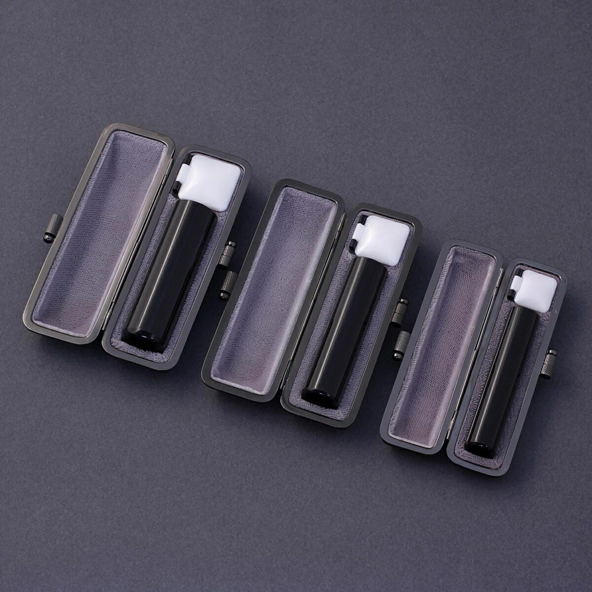 印鑑 セット 3本/実印 銀行印 認印 セット/高級エレガントケースx3個付/印鑑セット-SS/黒水牛(高級芯持)/13.5mm12mm10.5mm/印鑑10年...