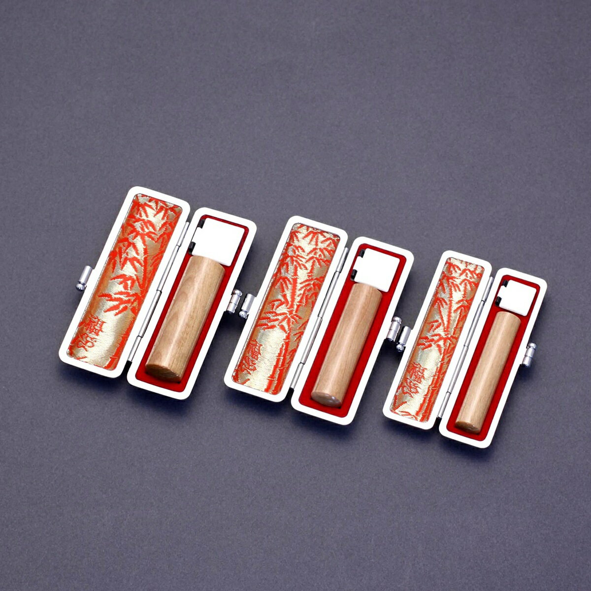 印鑑 セット 3本/実印 銀行印 認印 セット/高級エンボスオーストリッチケースx3個付/印鑑セット-LL/オノオレカンバ(無垢印材)/18mm15mm12mm/印鑑10年保証付/印鑑プレビュー無料/トップクラスの匠-大周先生の美しい印影を匠の技で彫る超高級印鑑