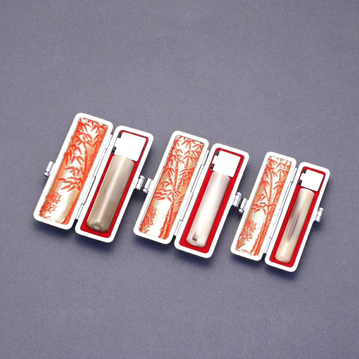 印鑑 セット 3本/実印 銀行印 認印 セット/高級本トカゲケースx3個付/印鑑セット-SS/オランダ水牛色上・牛角色(高級芯持)/13.5mm12mm10.5mm/印鑑10年保証付/印鑑プレビュー無料/ハイクラス上彫り職人が創る印影美の完全手彫り印鑑☆印鑑 実印 送料無料 セット