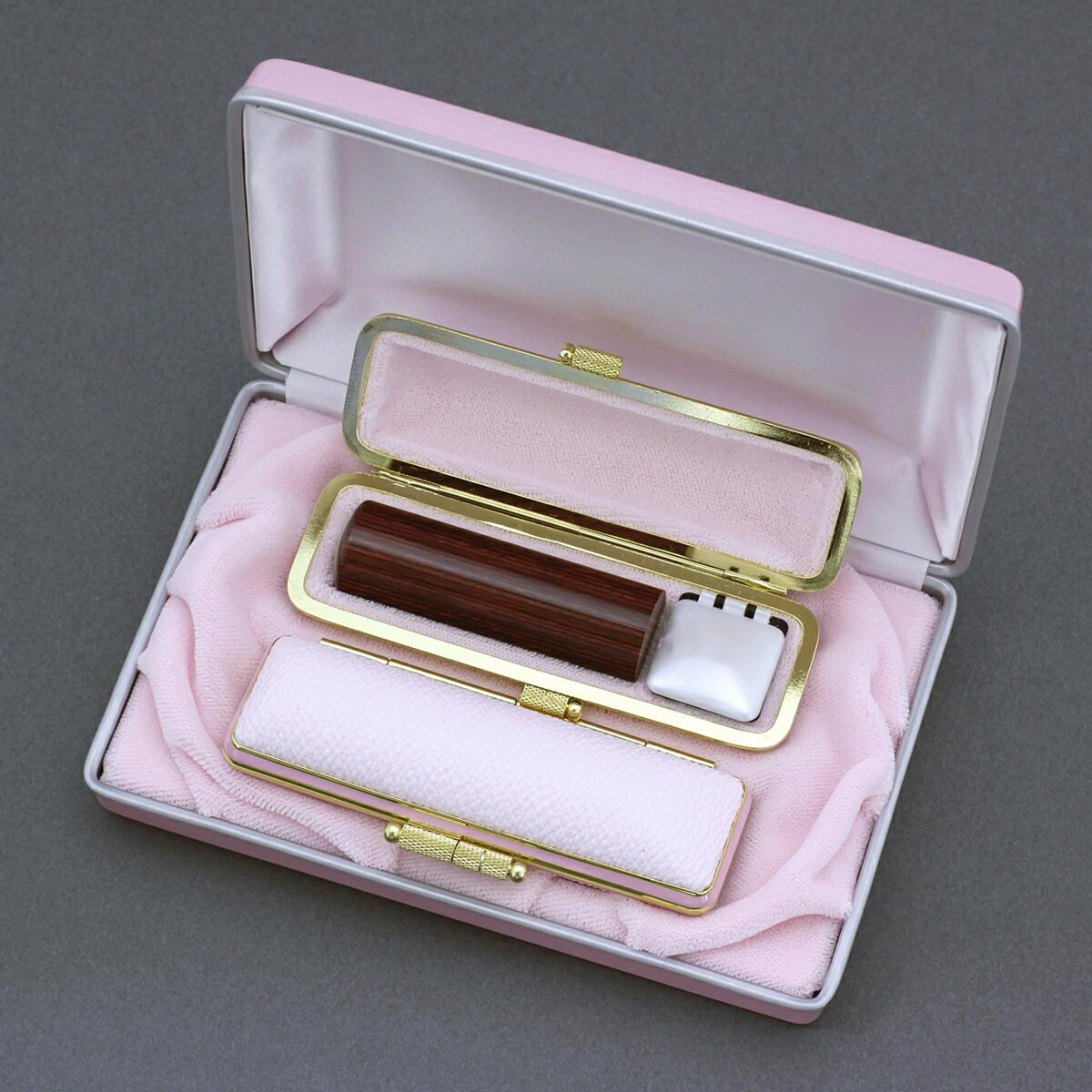 印鑑 セット 2本/実印 銀行印 セット/高級ファンシーレザーケースx2個付+印鑑箱x1個付/印鑑セット-M/アグニ/15mm13.5mm/印鑑10年保証付/印...