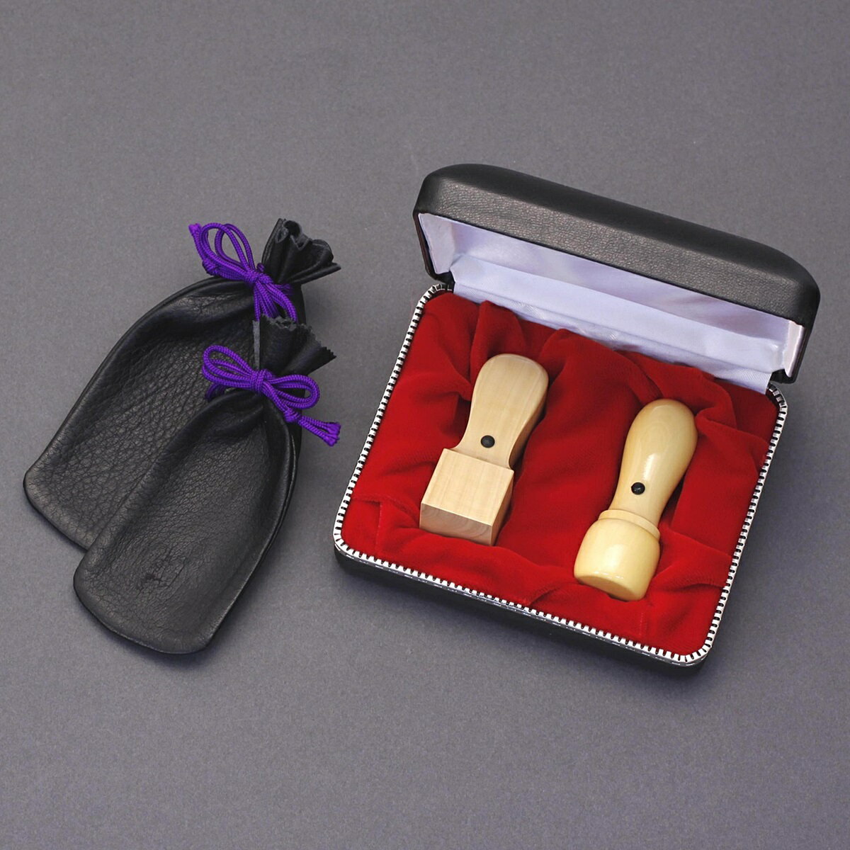 法人印鑑セット/法人 実印 付/法人印鑑 2本セット/薩摩本柘・柘(無垢印材)/代表印・角印・2本セット/丸天丸・角天丸/皮袋x2個付＋印鑑箱x1個付/印鑑10年保証付/印影デザイナーの美しい印影の手仕上げのご印鑑