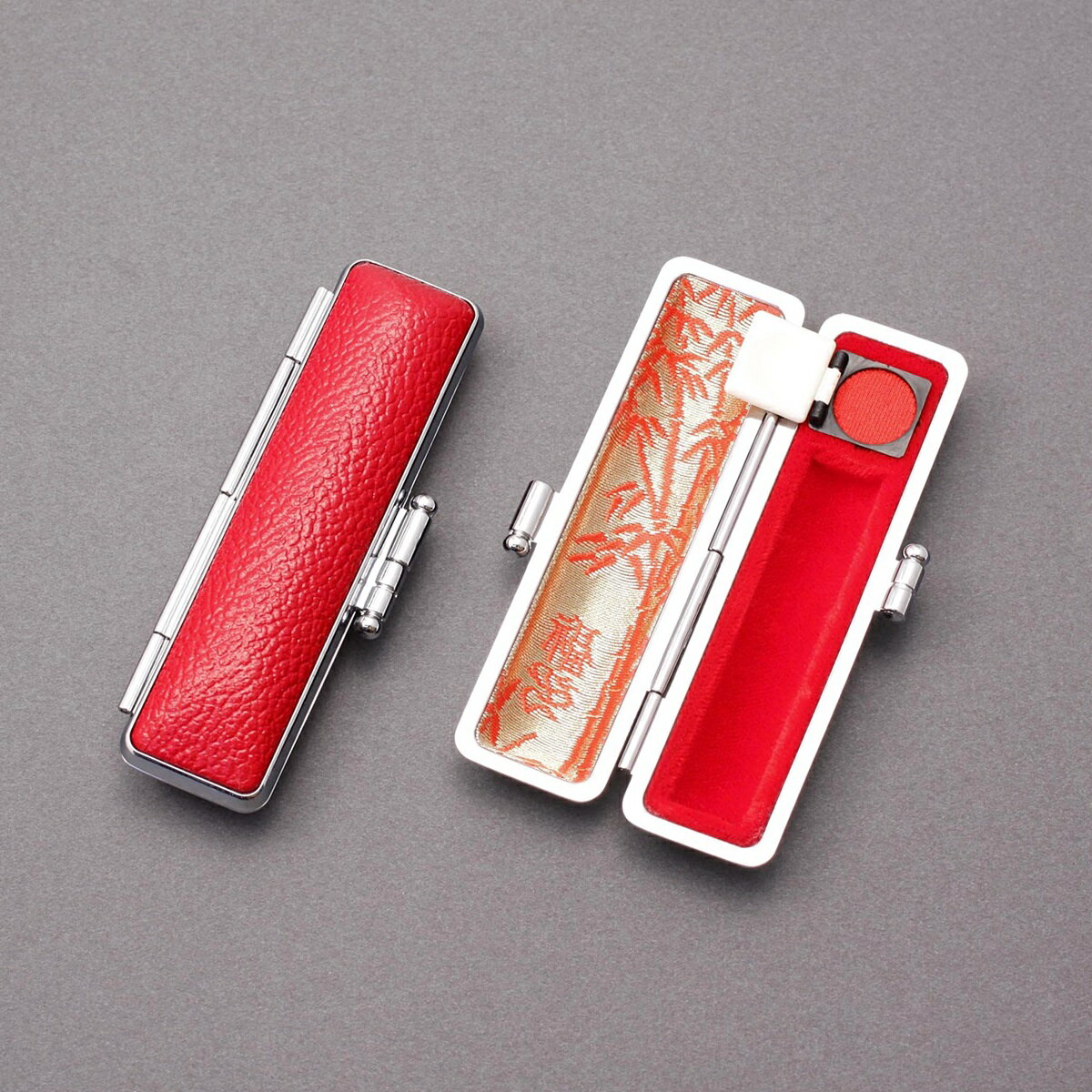 印鑑ケース・はんこケース/印鑑ケース 朱肉 付/印鑑 収納用/高級本牛もみ皮ケース・レッド/丸寸胴10.5～12mm用☆印鑑ケース 本日出荷 売れ筋商品☆