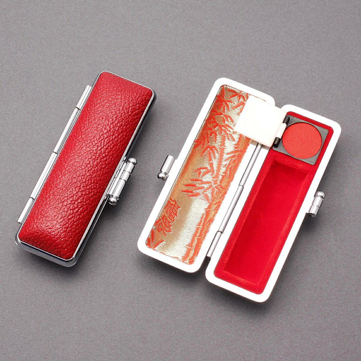 印鑑ケース・はんこケース/印鑑ケース 朱肉 付/印鑑 収納用/高級本牛もみ皮ケース・レッド/丸寸胴16.5〜18mm用☆印鑑ケース 本日出荷 売れ筋商品☆