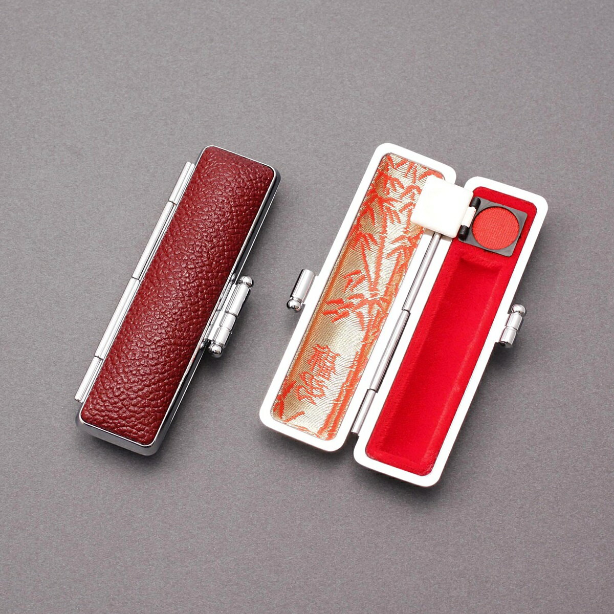 印鑑ケース・はんこケース/印鑑ケース 朱肉 付/印鑑 収納用/高級本牛もみ皮ケース・クリムスン/丸寸胴10.5～12mm用☆印鑑ケース 本日出荷 売れ筋商品☆