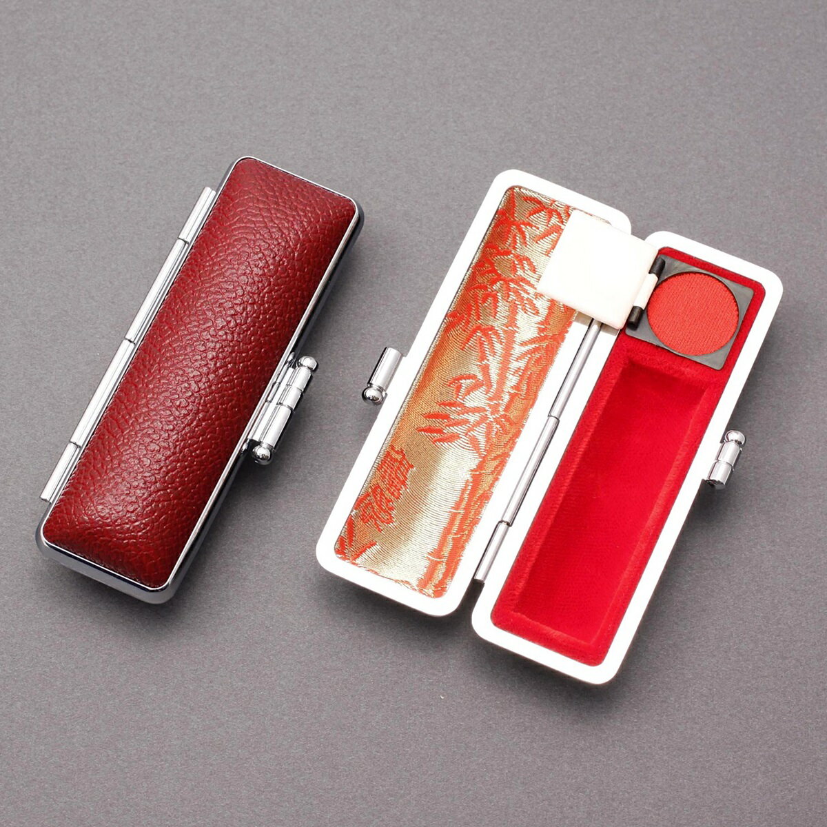 印鑑ケース・はんこケース/印鑑ケース 朱肉 付/印鑑 収納用/高級本牛もみ皮ケース・クリムスン/丸寸胴16.5～18mm用☆印鑑ケース 本日出荷 売れ筋商品☆