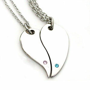 ペアネックレス 人気のペア ハートペアジュエリー SVプラチナコーティング ブルーキュービック (with me) (e-宝石屋) ペアペアペンダント ペアネックレス ペアネックレスアクセサリー 【バレンタイン特集2021】