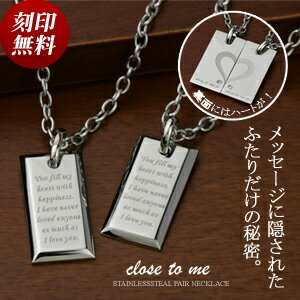 ペアネックレス ステンレス 錆びない 刻印無料 刻印可能 人気 サージカル ステンレス キュービックジルコニア ネックレス Close to me SN11-0...
