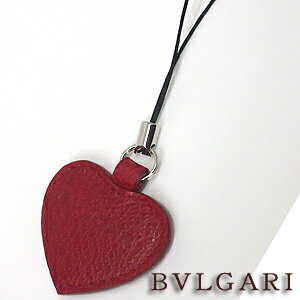 ブルガリCharm Heart Mobile Country Calf Red / Pall. 携帯ストラップ