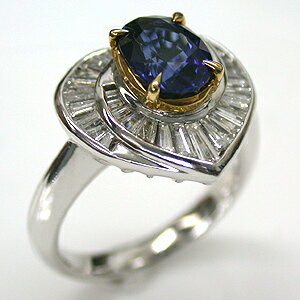 【送料無料】PT900/K18（プラチナ900/18金） サファイヤ ダイヤモンド リング