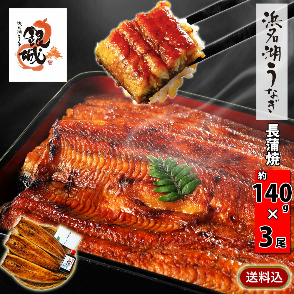 【無添加タレの浜名湖うなぎ】蒲焼140g×3尾 約3〜5人前 ギフト【送料無料】貴重な浜名湖産 産地限定　...