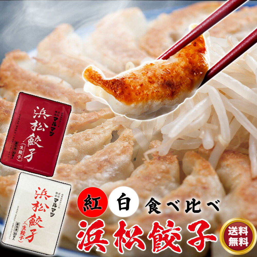 【送料無料】化学調味料無添加 浜松餃子 紅白食べ比べセット 各30粒入り×2袋(ニンニクスライス入り【赤袋】30粒+シンプルな味わい【白袋】30粒ご当地餃子 添...