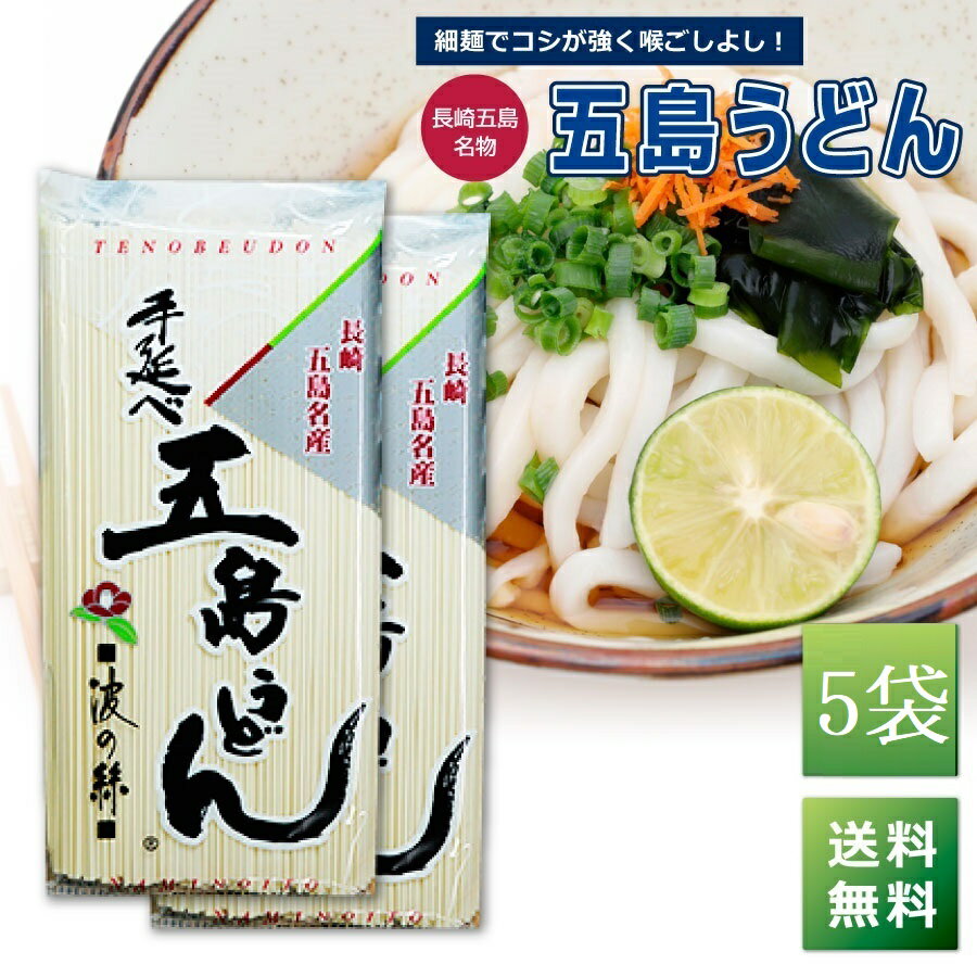 【うどん 乾麺】 五島うどん -波の絲- 300g 5袋 送料無料 買い回り 買い周り 買いまわり 【ウドン 手延べうどん 地獄炊き おかず グルメ 長崎県 オススメ】 ポイント消化 s10 バーベキュー プレゼント 父の日 御中元 お中元 中元