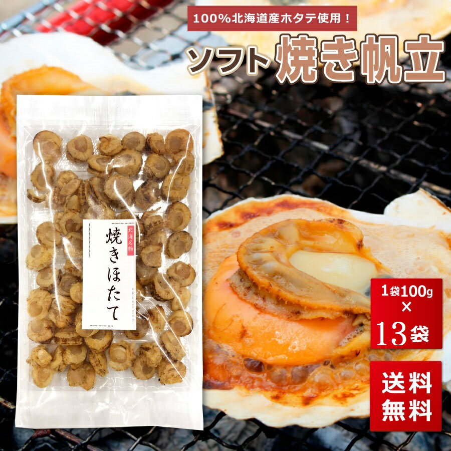 北海道産 焼きほたて 干し貝柱 100g 13袋 おつまみ ポイント消化 珍味 送料無料 柔らかい 乾物 乾燥 買い回り 買いまわり s10 観光地応援 バーベキュー キャンプ プレゼント 実用的 敬老の日