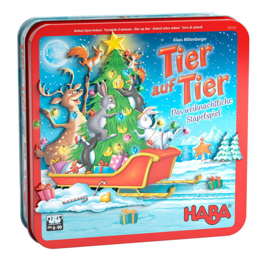 ワニに乗る？ クリスマスエディション/ Tier auf Tier 缶箱仕様 数量限定 HABA ハバ ドイツ HA305525のサムネイル