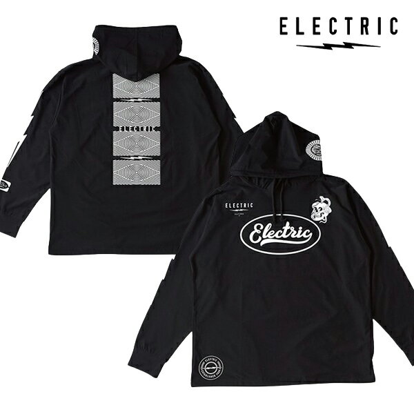 ドライパーカー 長袖 Tシャツ メンズ 【エレクトリック】 大きいサイズ 【M ~ XXL】 吸水速乾 アウトドア 釣り ELECTRIC LOGOS DRY HOOD BLACK プレゼント ギフト ラッピング可能