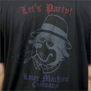 LOSER MACHINE Tシャツ PARTY DOG 黒 (ADRIAN LOPEZ）(ルーサーマシーン) （メンズサイズ）