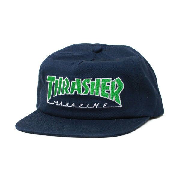 THRASHER CAP XP[g XP[guh XP{[ OUTLINED snapback NAVY(lCr[) iXbV[jiLbvj