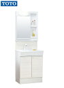 TOTO 洗面化粧台 KCシリーズ1面鏡+両開き 60CM巾・一般地用扉色:ルースホワイトペア(C)バックパネル:プラナスホワイトウッド(C)LDCL060BA...