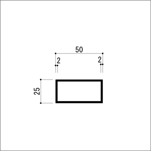 アルミ角パイプ 不等辺 アルミ角柱 アルミ角材 2.0x25x50x4000mm アイボリー 【※サ...