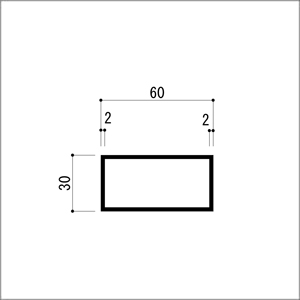 アルミ角パイプ 不等辺 アルミ角柱 アルミ角材 2.0x30x60x4000mm アイボリー 【※サ...