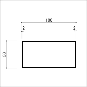 アルミ角パイプ 不等辺 アルミ角柱 アルミ角材 2.0x50x100x4000mm アイボリー 【※...
