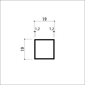 アルミ角パイプ アルミ角柱 アルミ角材 1.2x19x19x4000mm アルマイトシルバー 【※...