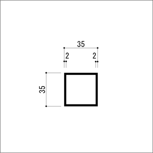アルミ角パイプ 等辺 アルミ角柱 アルミ角材 2.0x35x35x4000mm アルマイトシルバー...