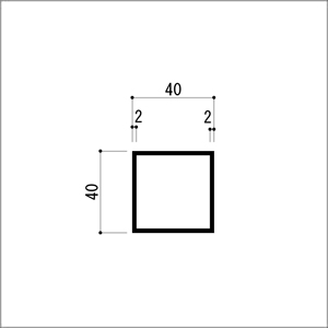 アルミ角パイプ 等辺 アルミ角柱 アルミ角材 2.0x40x40x5000mm（4M+1M） クリアシ...